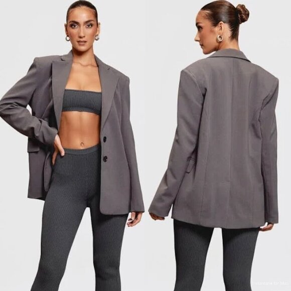 House of CB Jackets & Blazers - House Of CB Aline Dark Grey Oversized Blazer